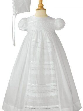 2pc White Cotton Gown w Venise Lace